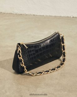 Alohas Women The S Exotic - Black Leather Handbag Black 60BH461161 Alohas Handbags
