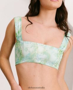 Alohas Women The Square - Green Recycled Nylon Bikini Top Acquarella Green 60BH461012 Alohas Australia