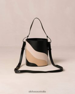 Alohas Women The U Venti Kaleidoscope - Multicolor Leather Handbag Kaleidoscope Black Stone Beige Print 60BH461051 Alohas Australia