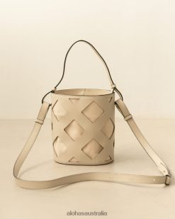 Alohas Women The U Venti Waffle - White Leather Handbag Waffle Ivory 60BH461156 Alohas Australia