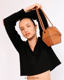 Alohas Women The V - Brown Leather Handbag Tan 60BH461048 Alohas Australia