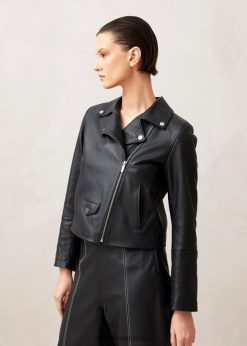 Alohas Women Tours - Black Leather Jacket Black 60BH461023 Alohas Handbags