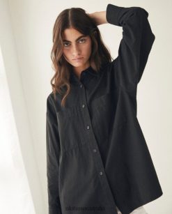 Alohas Women Trophy - Black Cotton Shirt Black 60BH46721 Alohas Australia