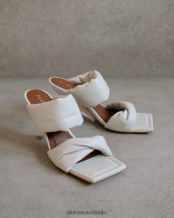 Alohas Women Twist Strap - Off-White Leather Mules Off White 60BH46276 Alohas Handbags