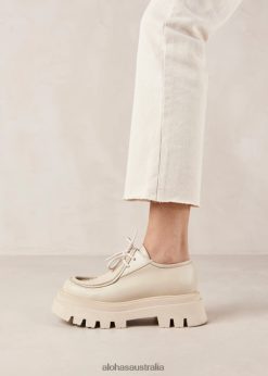 Alohas Women Tycoon - White Leather Loafers Ivory 60BH46153 Alohas Handbags