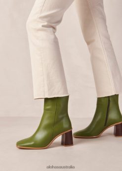 Alohas Women West Vintage - Green Leather Boots Vintage Evergreen 60BH46336 Alohas Handbags