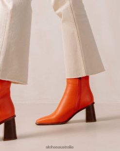 Alohas Women West Vintage - Orange Leather Boots Pomelo Orange 60BH46232 Alohas Australia