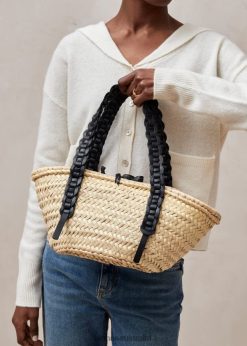 Alohas Women Woven - Black Leather Handbag Black 60BH461173 Alohas Handbags